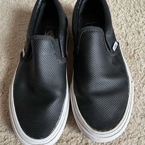 VANS Slip-On Tumbled Leather Skate Shoes Black
